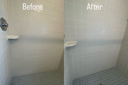 Shower tile cleaning before and after