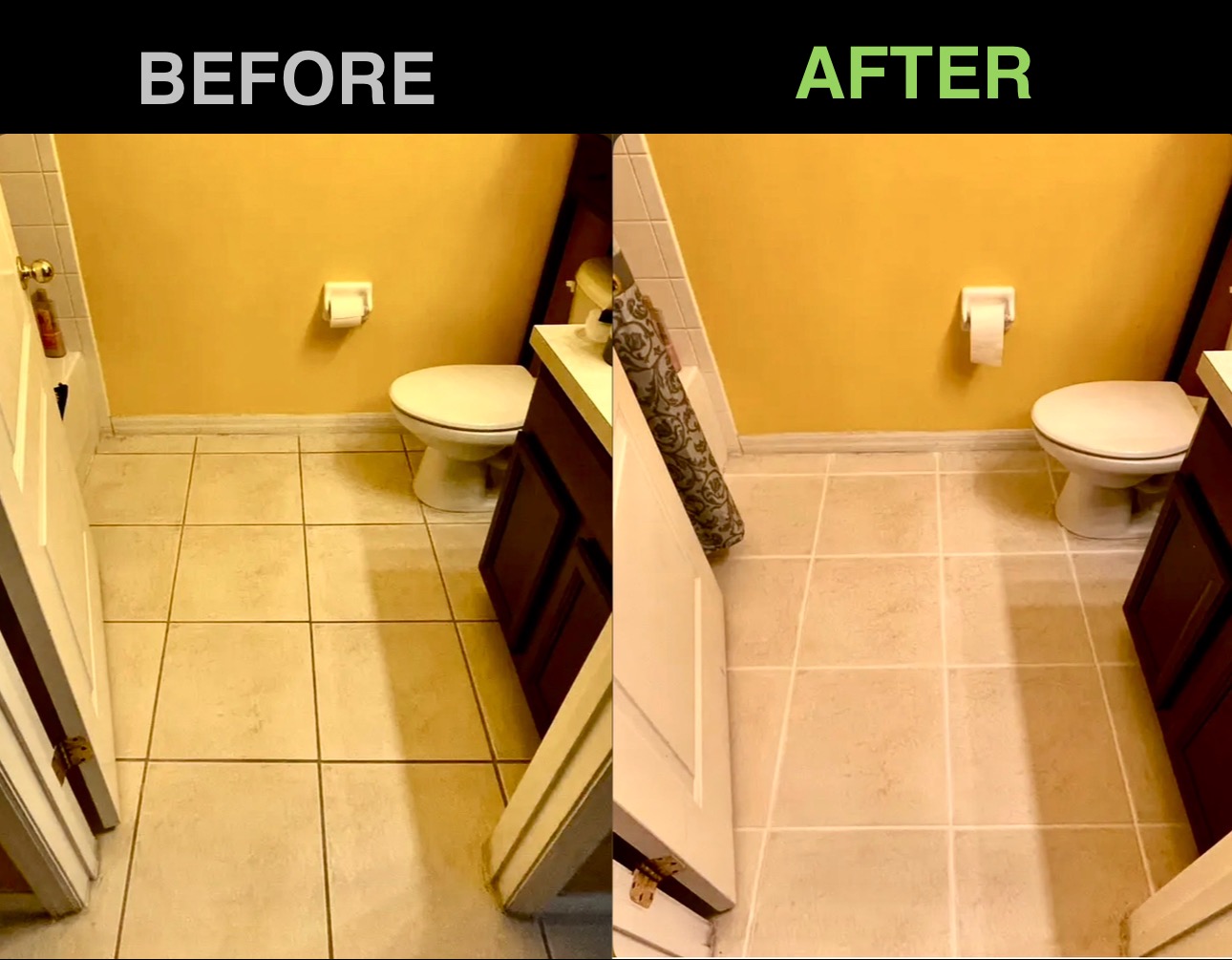 Bathroom tile and grout cleaning before and after